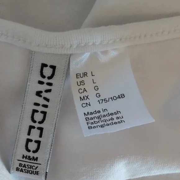 H&M Divided White U Neck Crop Top L          T143 - Picture 4 of 5